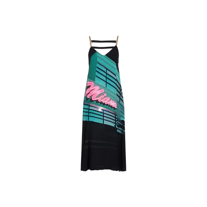 PALM ANGELS Miami Graphic Print Midi Dress Multicolor-1