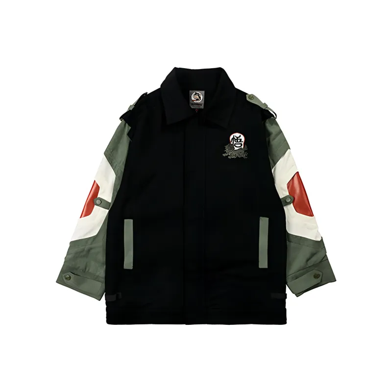 WOOKONG Loose Fit Jacket Men's Black Green Multicolor-0