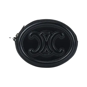 CELINE Smooth Calf Leather Zip Coin Purse, Clutch Women's Black
