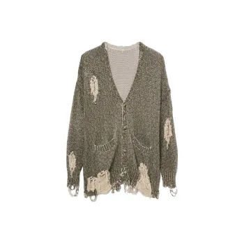 R13 Jumbo Distressed Tweed print Cardigan