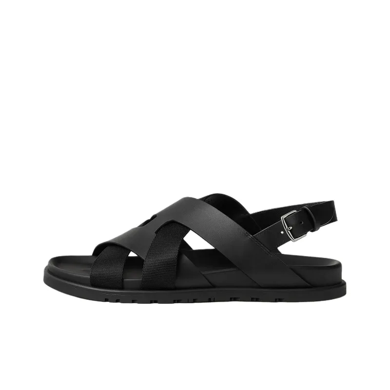HERMES Heracles One Strap Sandals Men's Black-0