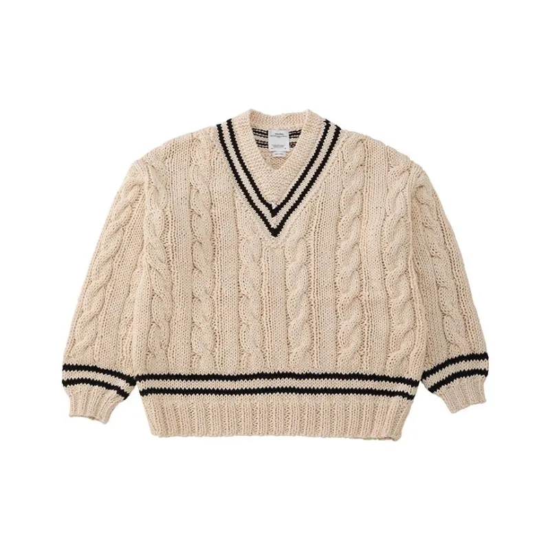 Visvim Cable Knit V Neck Jumper-4
