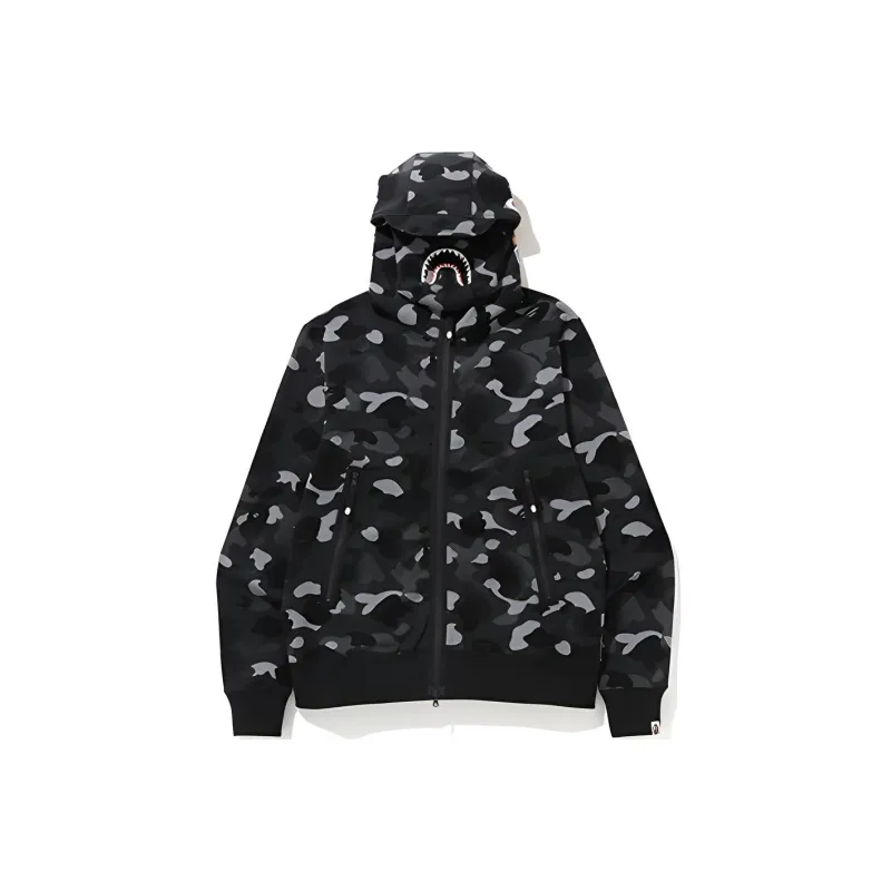 A BATHING APE Gradation Camo Shark Mask Wide Zip Hoodie-0
