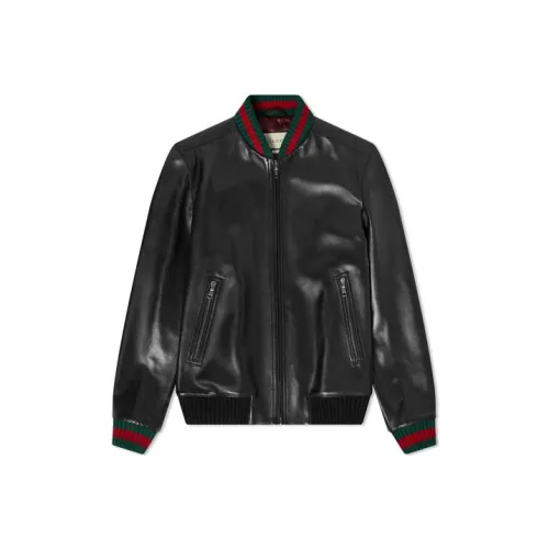 GUCCI Web detail Leather Jacket