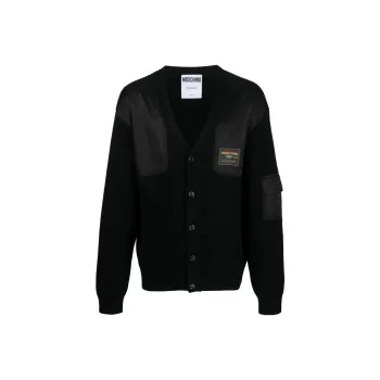 MOSCHINO Logo patch V neck Cardigan