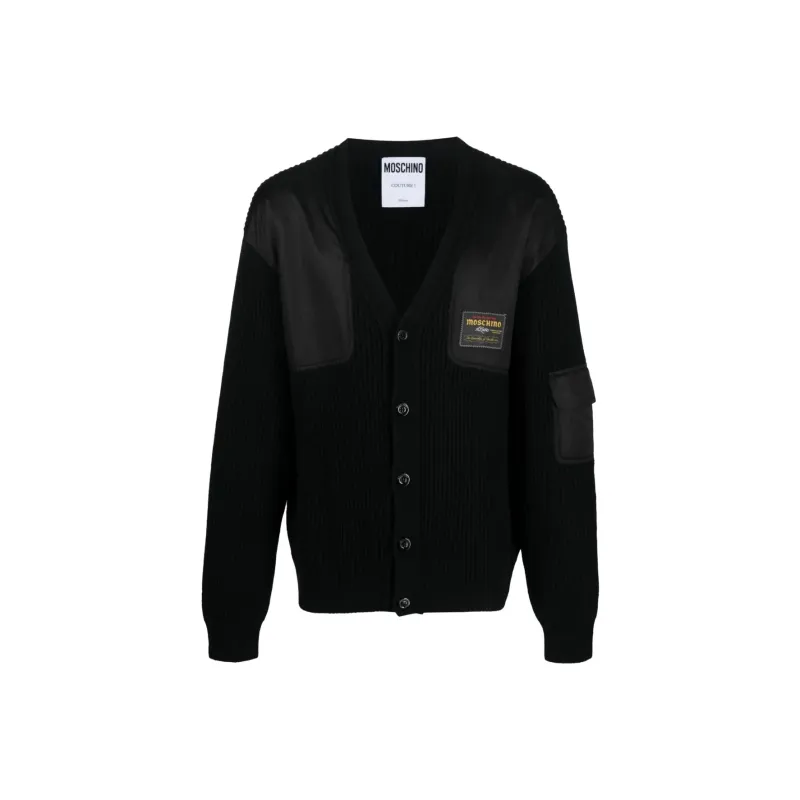 MOSCHINO Logo patch V neck Cardigan-0
