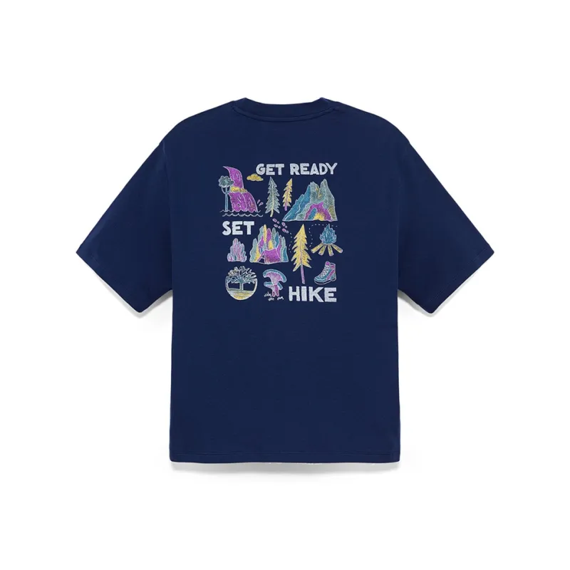 Timberland Drop Shoulder Sleeve T Shirt Women's Marine Blue-1