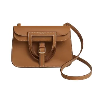 HERMES Halzan Swift Calfskin Shoulder Bag Mini Women's Gold