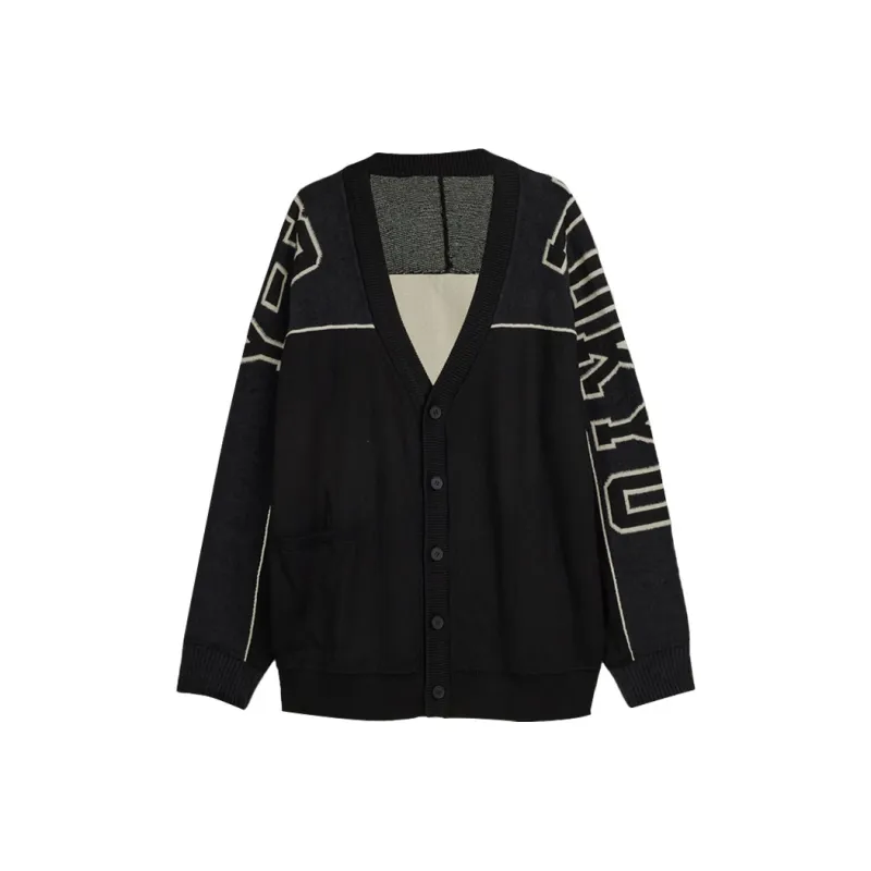 Y-3 Logo Intarsia-Knit V-Neck Buttoned Cardigan-0
