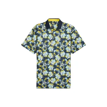 PUMA Pique Borrego Golf Polo Men Polo Shirt Men's Dark Blue