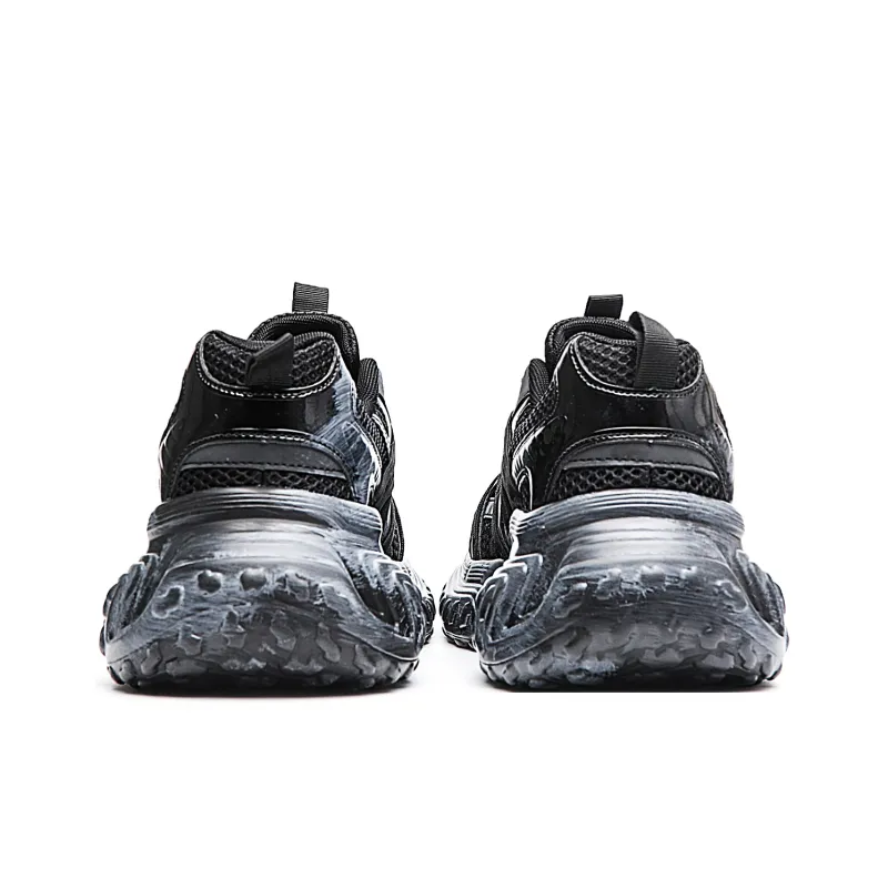 MVA Chunky Sneakers Unisex Low Top Black Distressed-3