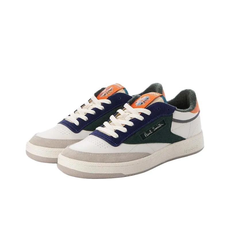 Paul Smith x Reebok CLUB C 85 VINTAGE Anti-Slip Wear-Resistant Low-Top Skateboard Shoes Men's White Green Gray-2