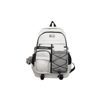 BUBM Nylon Backpack Unisex Light Gray/Black/Navy Blue/Beige
