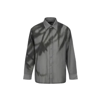 URBAN REVIVO Shirts Men Pitch Black Gray With Print