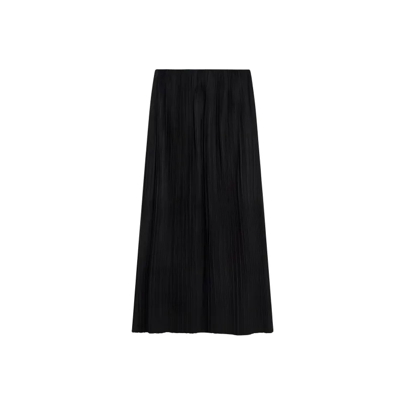 Massimo Dutti Leather Long Skirt Women's Black-1