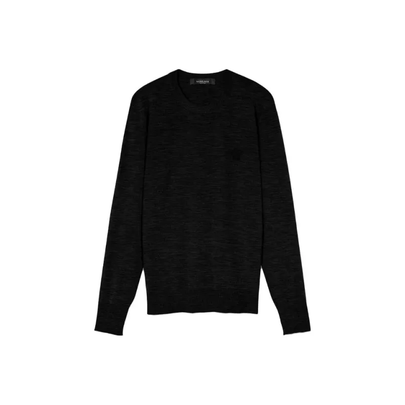 VERSACE Logo Embroidered Crewneck Knitted Jumper-0