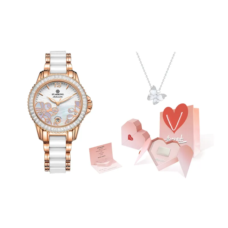 STARKING Bloom Collection Mechanical Movement Ceramic Strap Watch Women's Watch White Dial-6