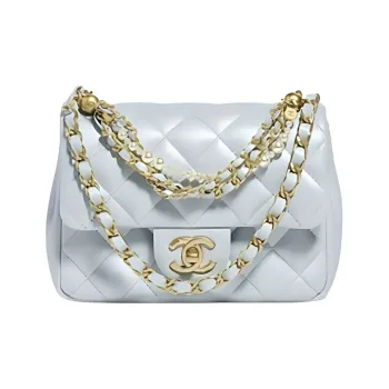 CHANEL Bright Lambskin Crossbody Bag, Shoulder Bag Mini Women's Mint Green