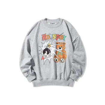 GUKUUL Bear Letter Print Pullover Sweatshirt Unisex