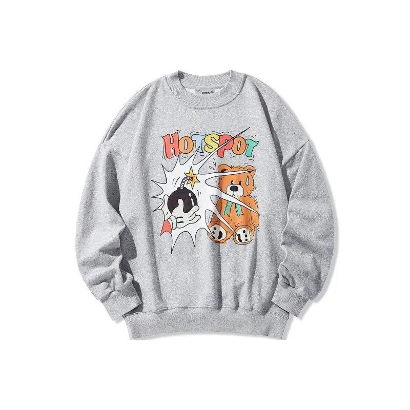 GUKUUL Bear Letter Print Pullover Sweatshirt Unisex-0