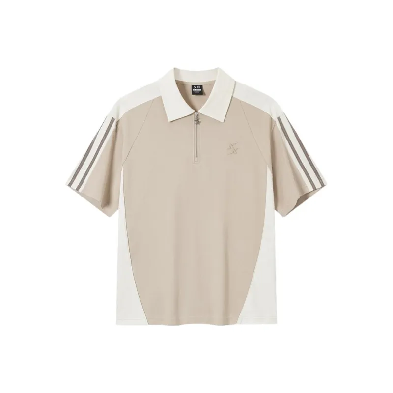 XTEP Polo Shirt Men's Latte Brown/Cotton White-0