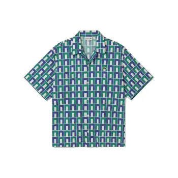 LACOSTE SS24 Shirt Men's Blue Green Multicolor