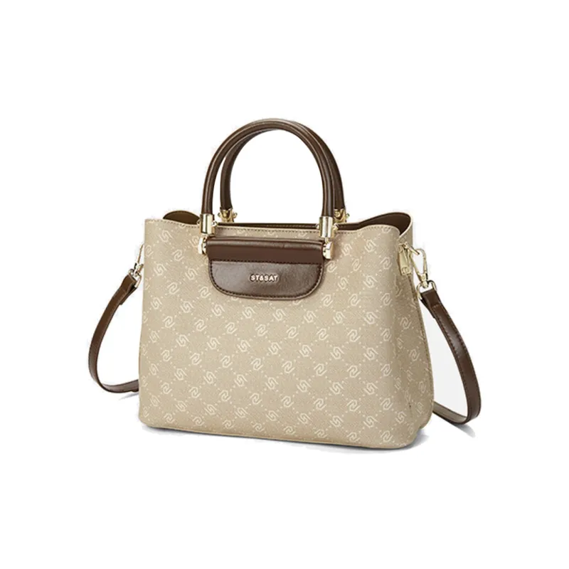 ST&SAT PVC Synthetic Leather Shoulder Bag, Crossbody Bag, Handbag Women's Apricot/Coffee-9