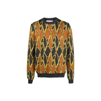 MOSCHINO Abstract-print Virgin-wool Jumper