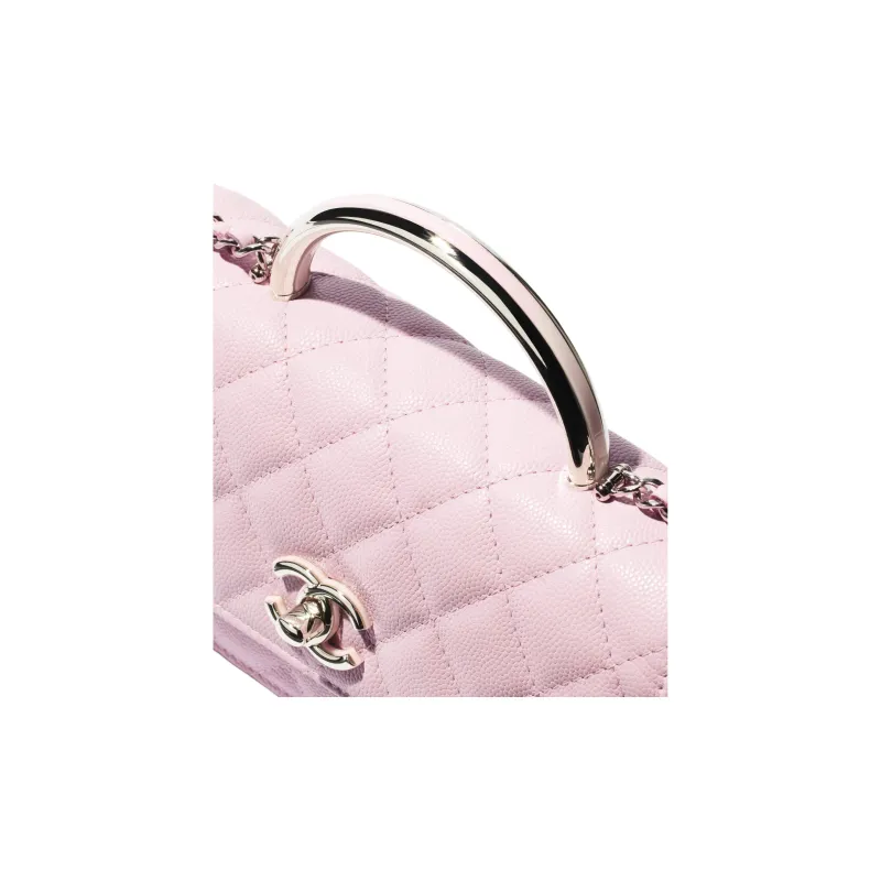 CHANEL Grain Calfskin One Shoulder Handbag Women's Pink-3