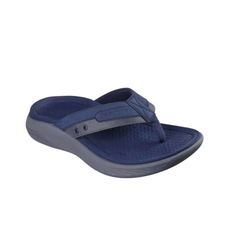 Skechers Foam Sole Quiet Antibacterial Massage Flip Flops Men's Marine Blue-2