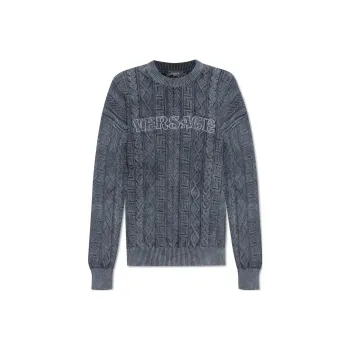 VERSACE Logo Embroidered Knitted Jumper