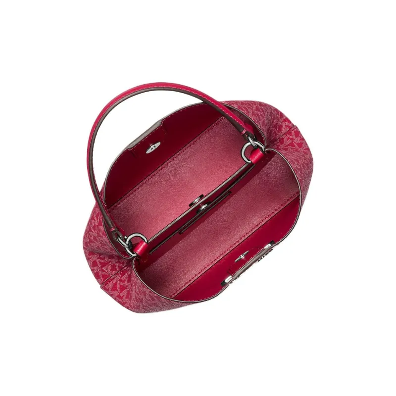 MICHAEL KORS Pratt Waterproof Canvas Shoulder Bag, Crossbody Bag, Handbag Trumpets Women's Dark Color Raspberry-1