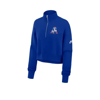 Nike New England Patriots Rewind Phoenix Women's Nike Nfl Cropped 1/4 Zip Crew