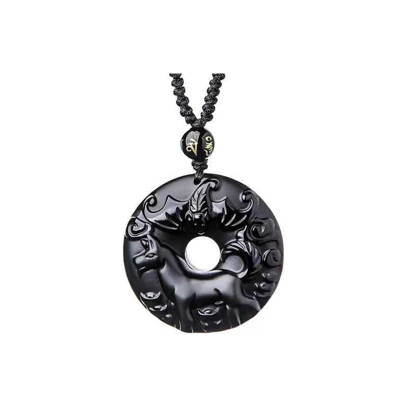Lingxiang Yurun Obsidian Necklaces Unisex-14