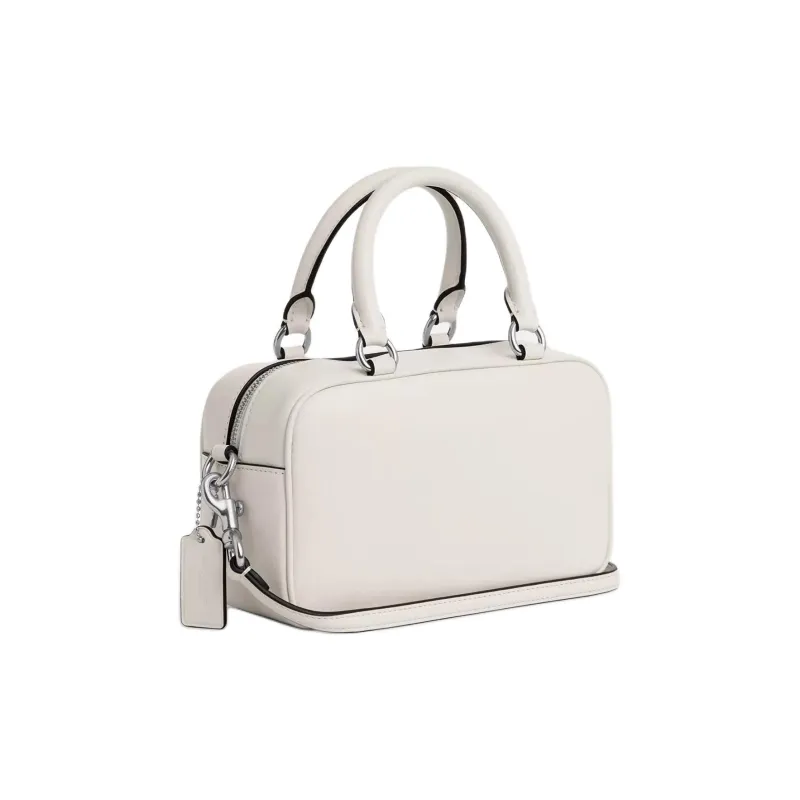 COACH SATCHEL Leather One Shoulder Handbag Trumpets Women's Silver & Chalk-1