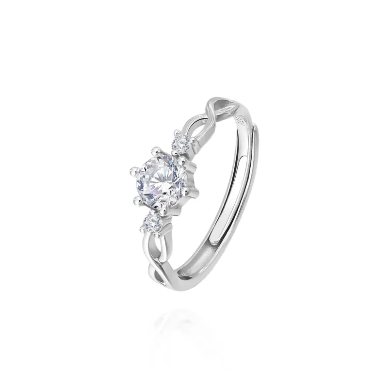 NUSQ Sterling Silver With Zircon Rings Unisex-8