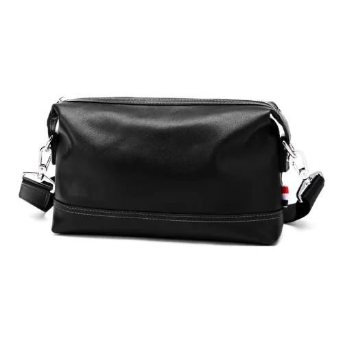 VIHUS Top Grain Cow Leather Shoulder Bag Men's Black