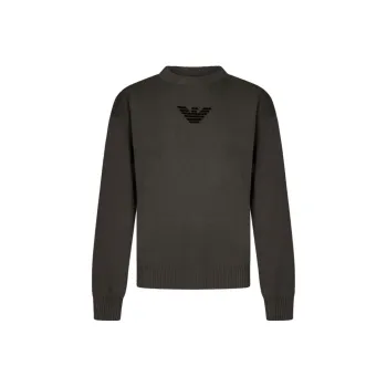 EMPORIO ARMANI Logo Flocked Crewneck Knitted Jumper