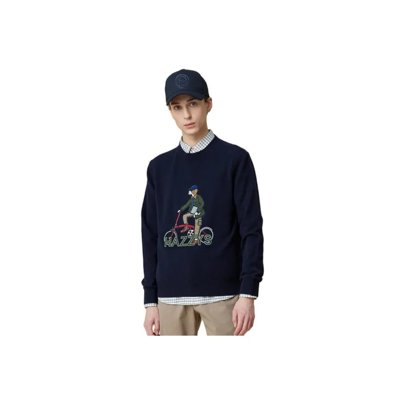 HAZZYS Cashmere Sweaters Men Dark Navy Blue-0