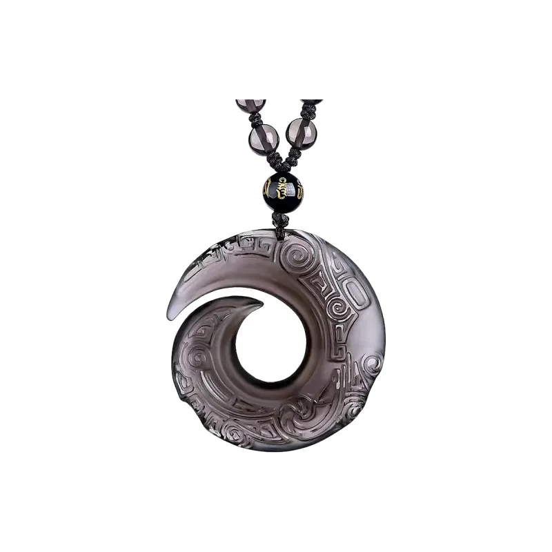 Lingxiang Yurun Obsidian Necklaces Unisex-12