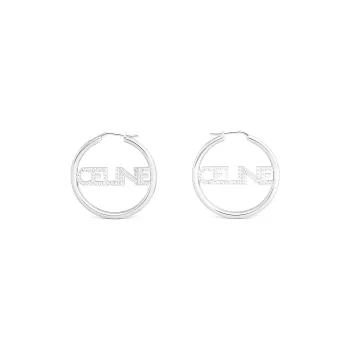CELINE Monochroms Strass Hoops In Brass With Rhodium Finish And Crystals