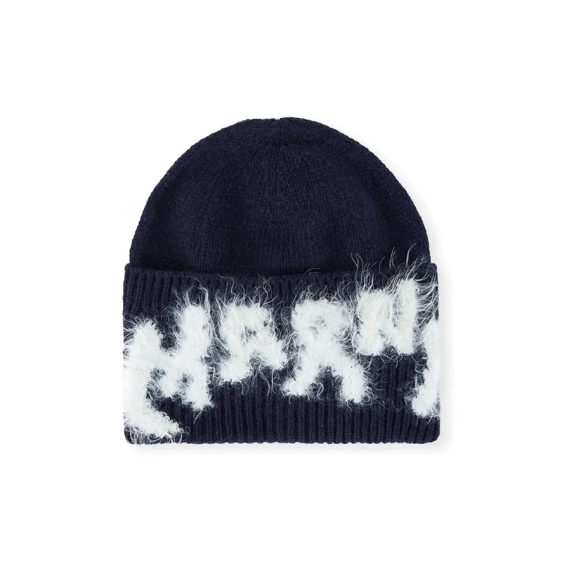 MARNI Shetland Wool Logo Beanie-0