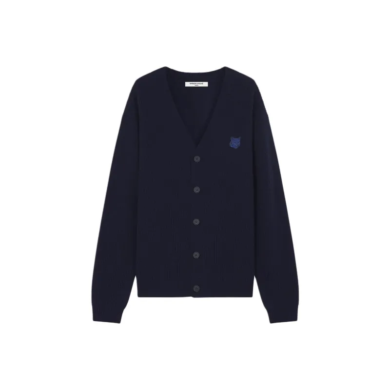 Maison Kitsune Bold Fox Head Patch Knitted Cardigan-0