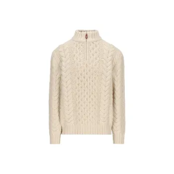Loro Piana Quater Zip Cableknit Sweater
