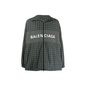 Balenciaga Checkered Nylon Track Suit Jacket 'Black'