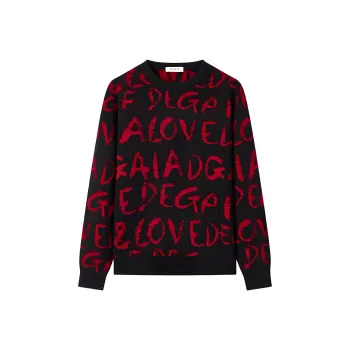 DEGAIA FW24 Sweater Men's Dark Red Letter