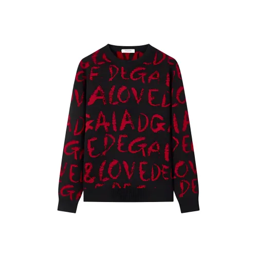 DEGAIA FW24 Sweater Men's Dark Red Letter