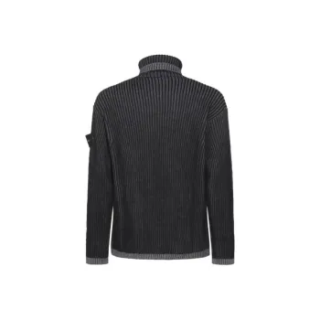 STONE ISLAND Logo Patch Roll Neck Ribbed Jumper