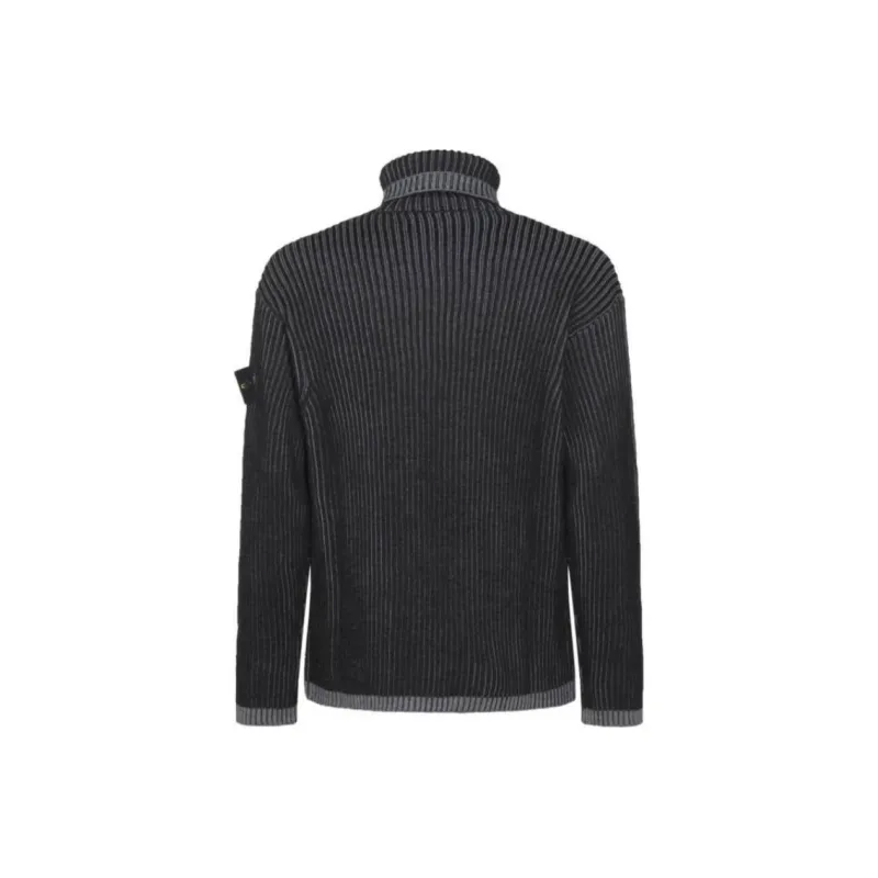 STONE ISLAND Logo Patch Roll Neck Ribbed Jumper-0