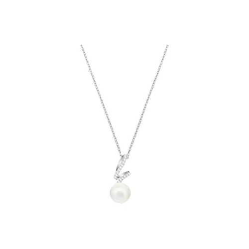 Swarovski Crystal, Pearl, Rhodium Plated Necklaces Unisex Silver
